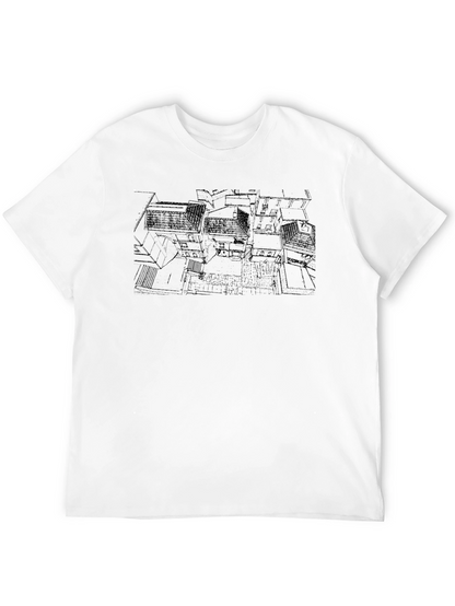 Abstract Architecture Print Black T-Shirt