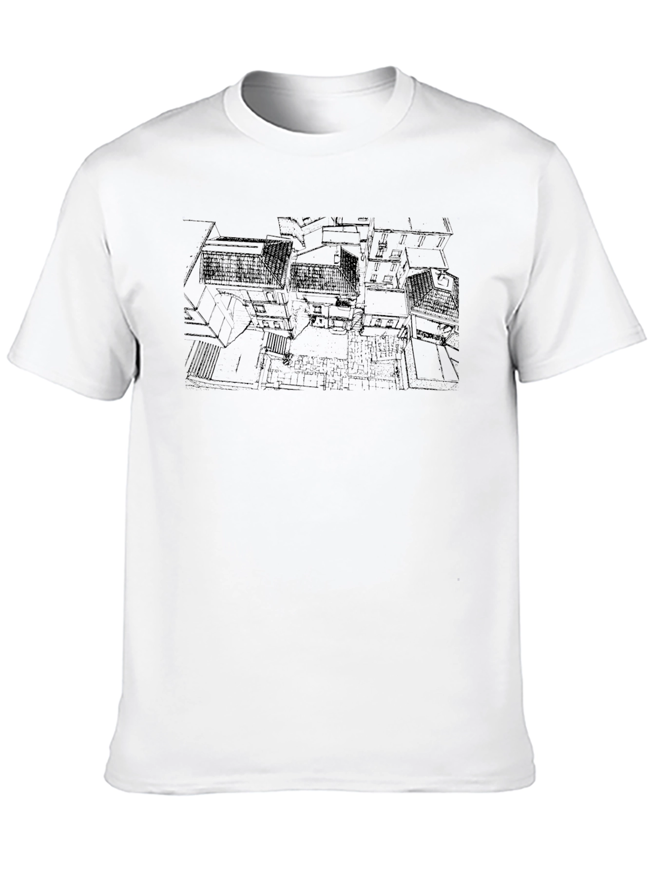 Abstract Architecture Print Black T-Shirt