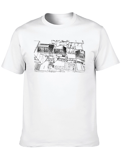 Abstract Architecture Print Black T-Shirt