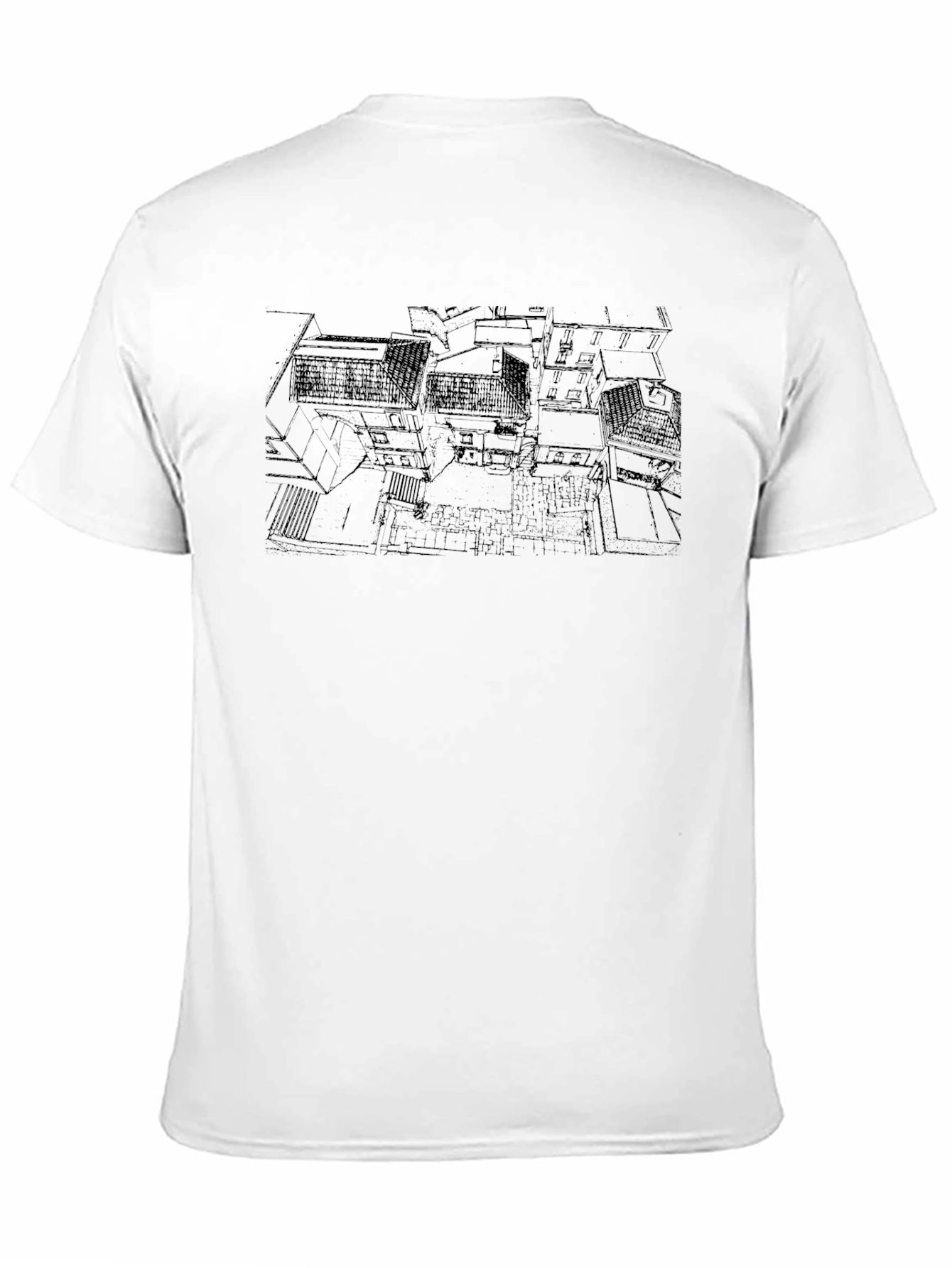 Abstract Architecture Print Black T-Shirt