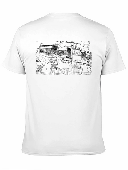 Abstract Architecture Print Black T-Shirt