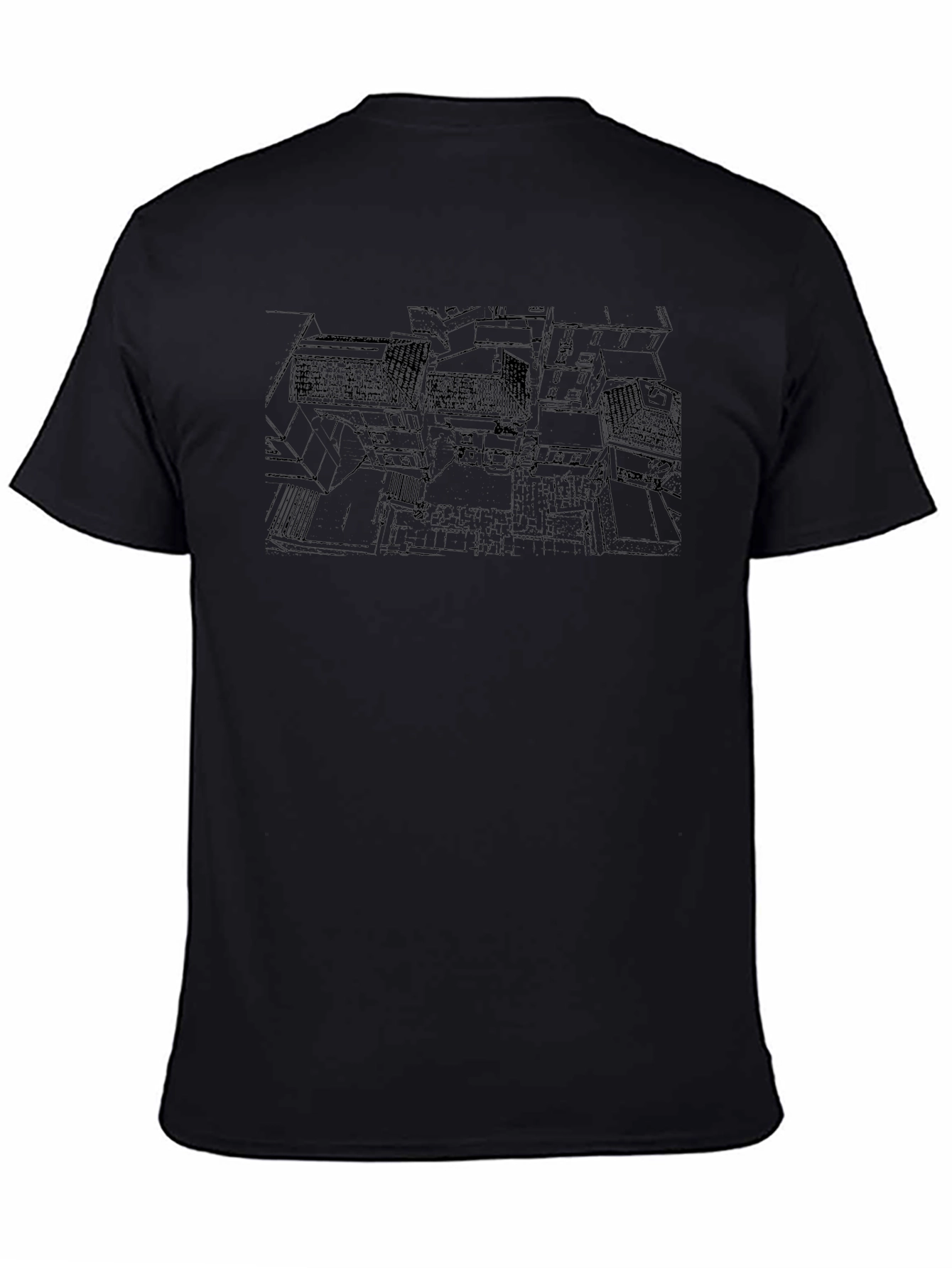 Abstract Architecture Print Black T-Shirt