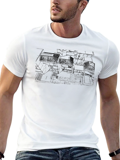 Abstract Architecture Print Black T-Shirt