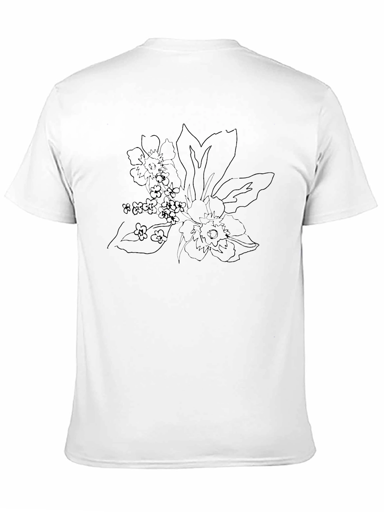 Floral Outline Graphic Print Black T-Shirt