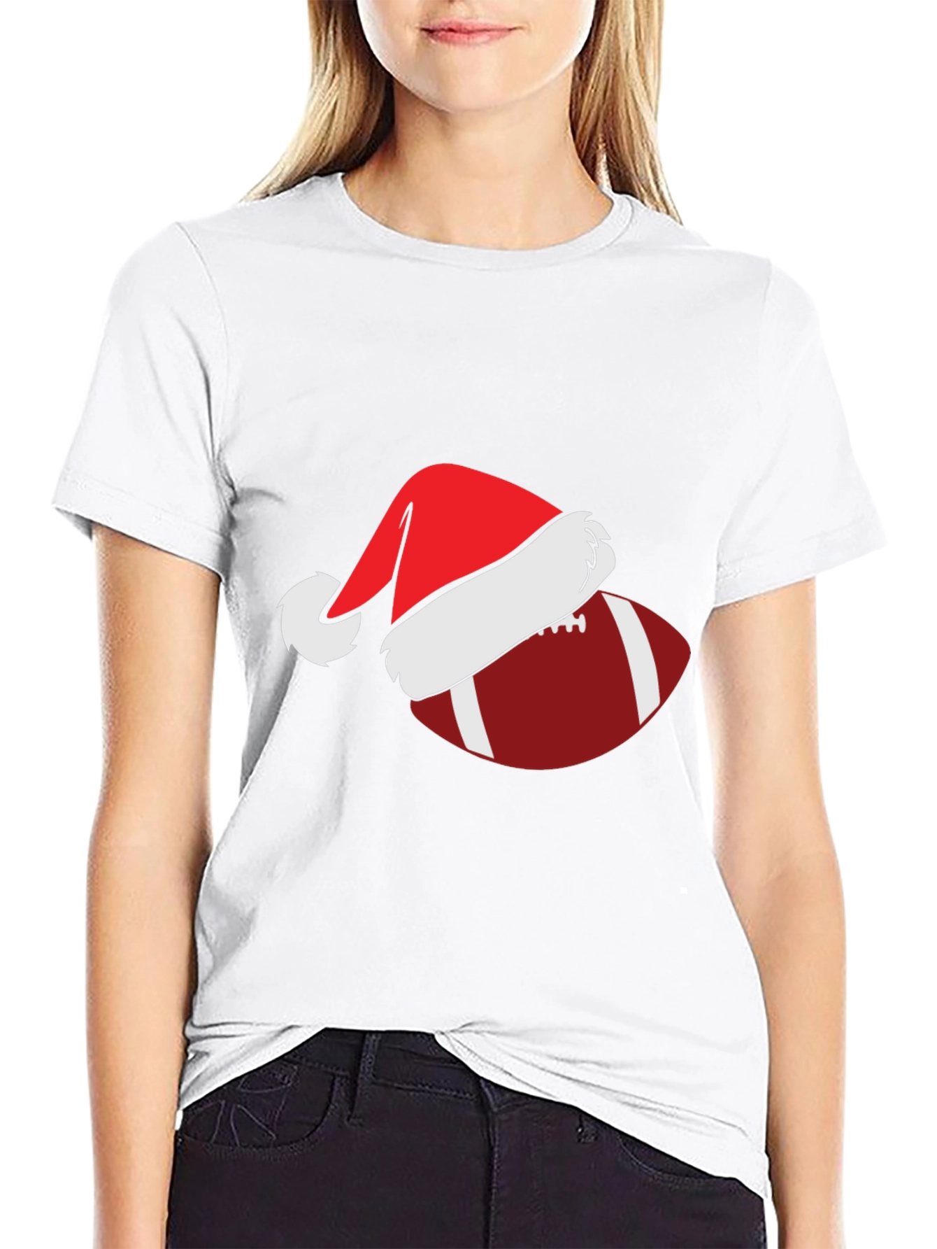 Football Santa Hat Graphic Tee