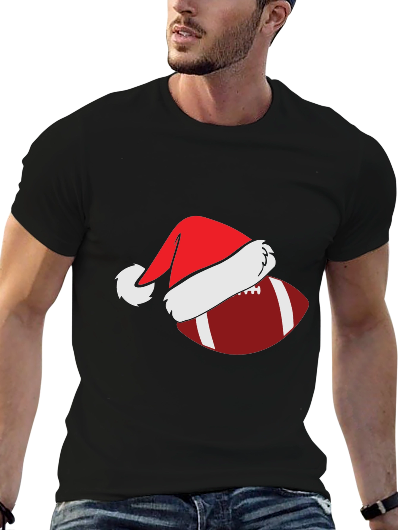 Football Santa Hat Graphic Tee