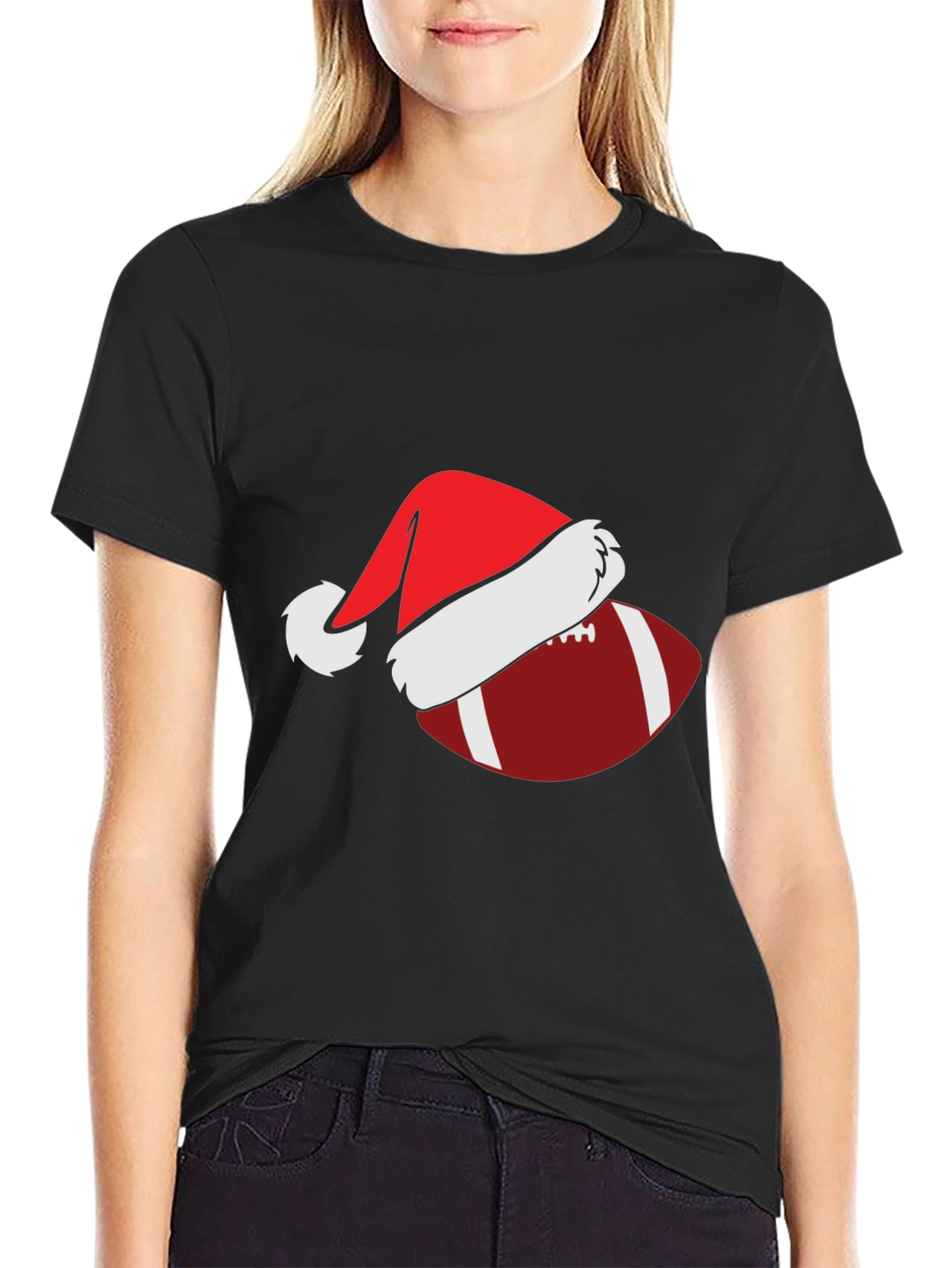 Football Santa Hat Graphic Tee