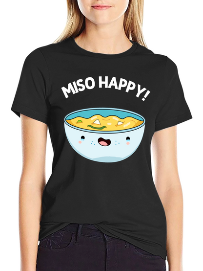 Miso Happy Graphic Tee - Cute Anime Bowl T-Shirt