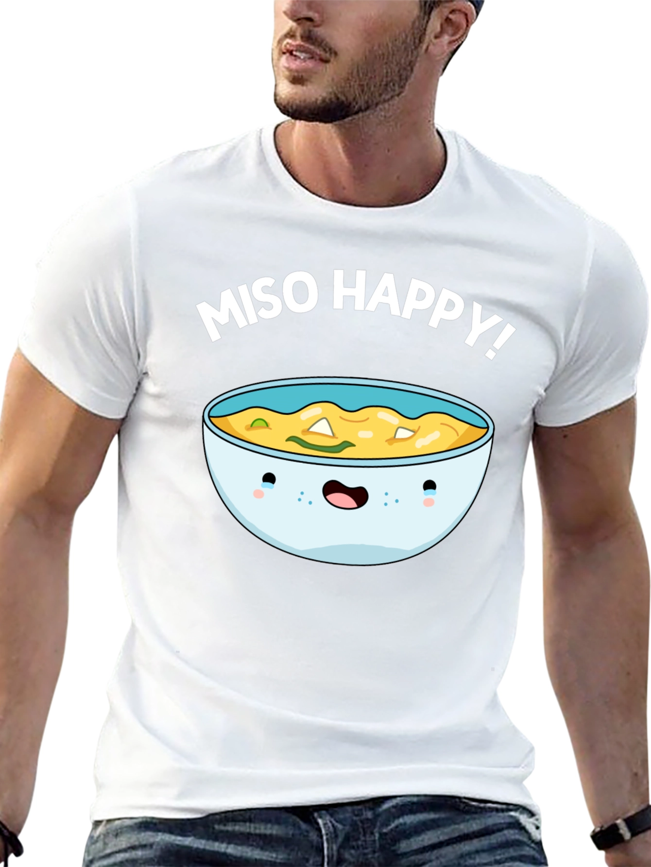 Miso Happy Graphic Tee - Cute Anime Bowl T-Shirt