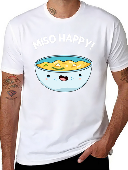 Miso Happy Graphic Tee - Cute Anime Bowl T-Shirt