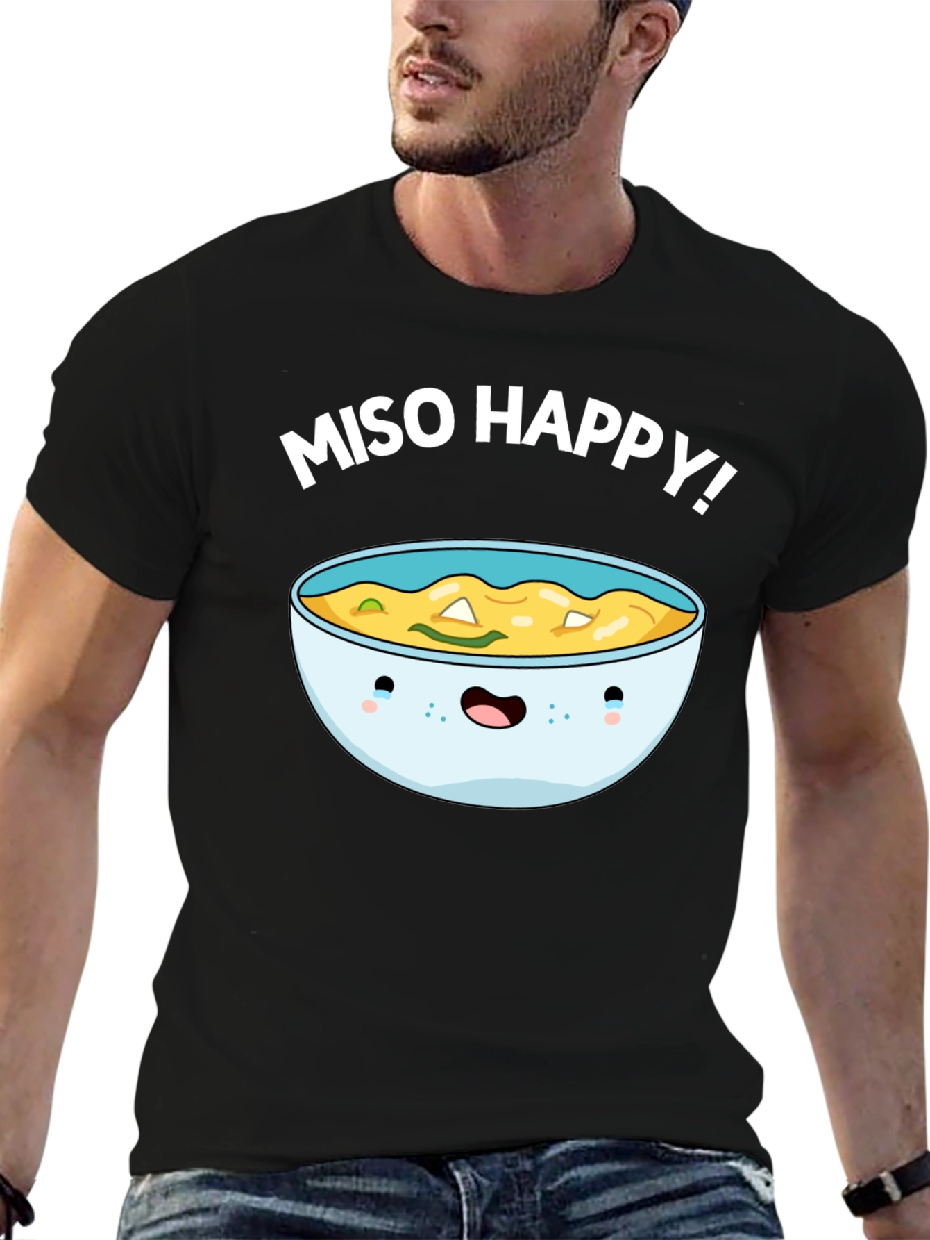 Miso Happy Graphic Tee - Cute Anime Bowl T-Shirt
