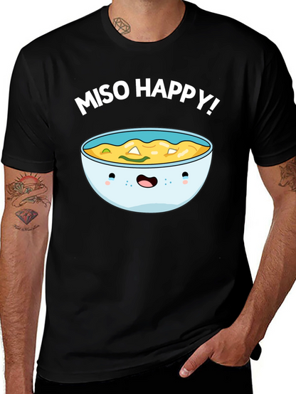 Miso Happy Graphic Tee - Cute Anime Bowl T-Shirt