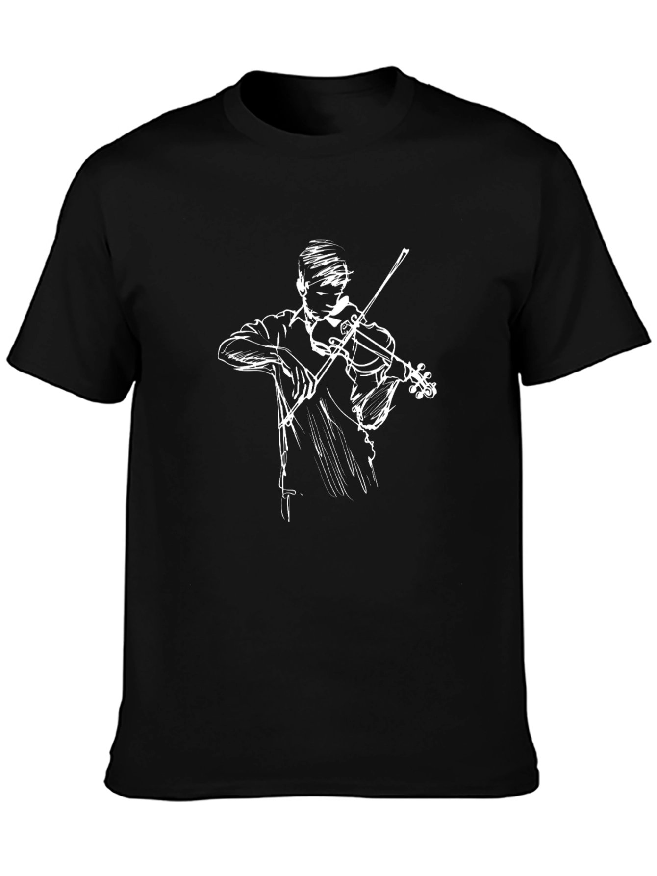 Violin Player Graphic Tee - Black Cotton Blend