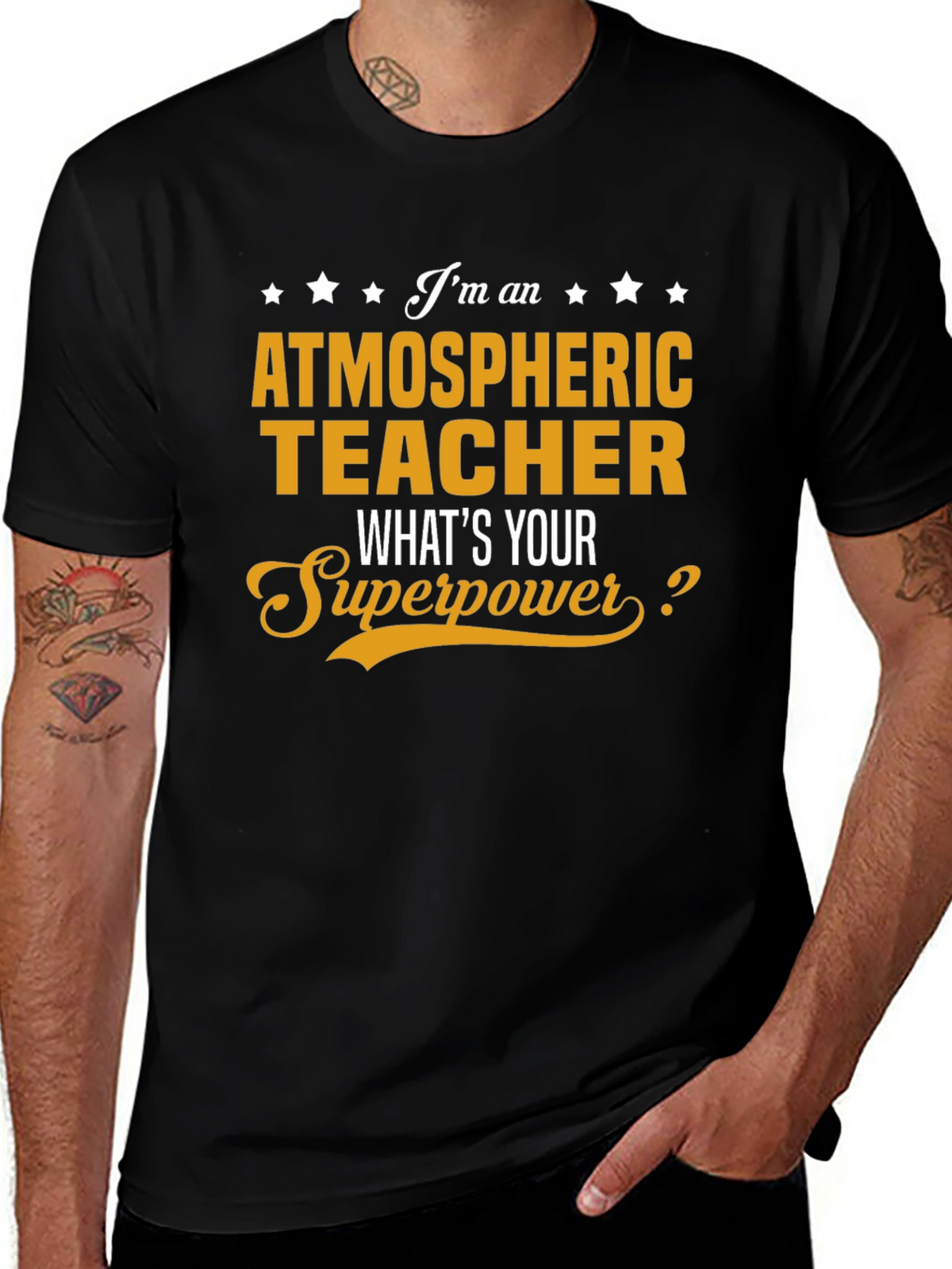 Atmospheric Teacher Superpower Graphic T-Shirt