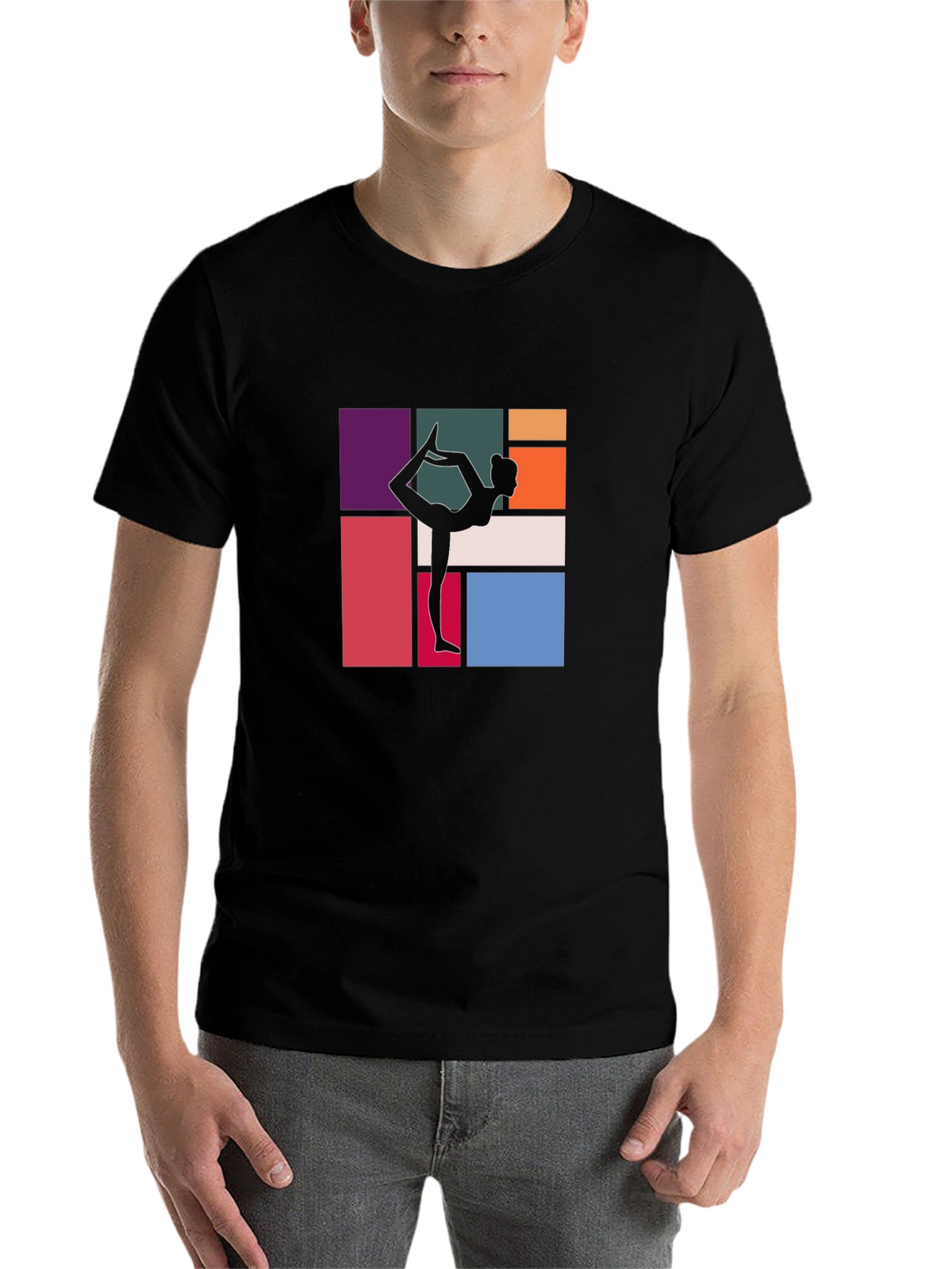 Yoga Silhouette Graphic Tee - Modern Abstract Design