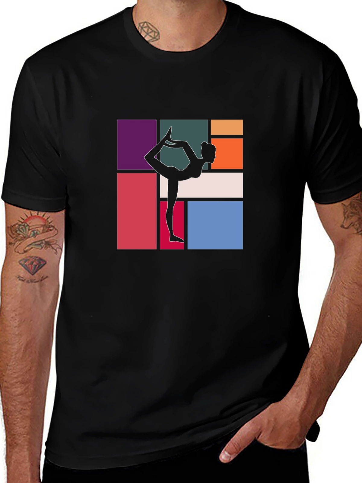 Yoga Silhouette Graphic Tee - Modern Abstract Design