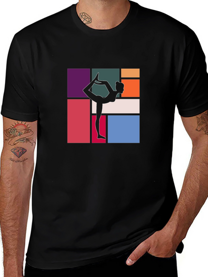 Yoga Silhouette Graphic Tee - Modern Abstract Design