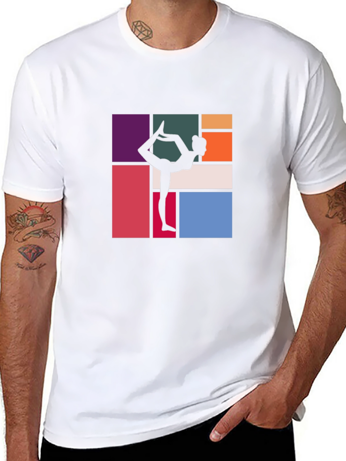 Yoga Silhouette Graphic Tee - Modern Abstract Design