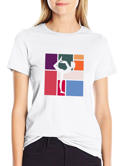 Yoga Silhouette Graphic Tee - Modern Abstract Design