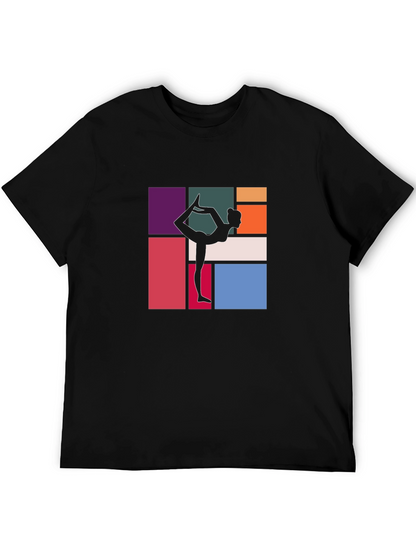 Yoga Silhouette Graphic Tee - Modern Abstract Design