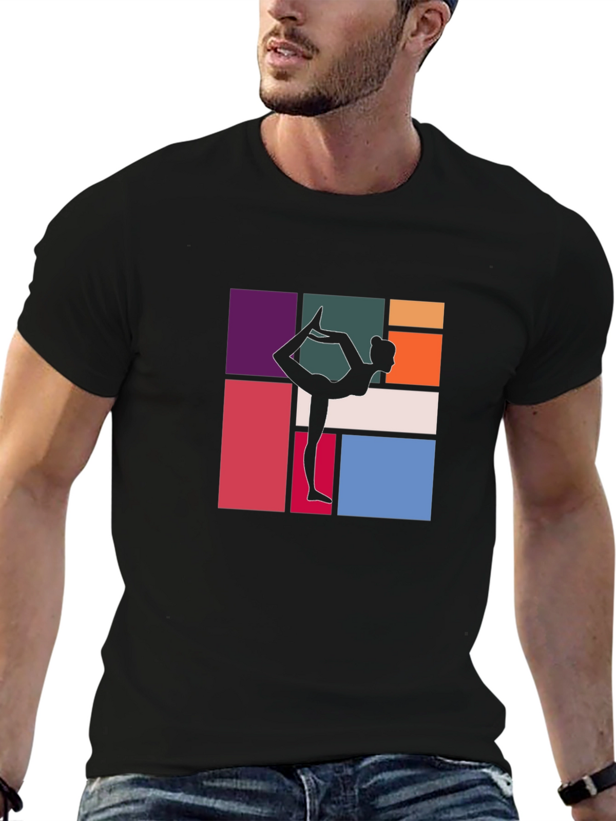 Yoga Silhouette Graphic Tee - Modern Abstract Design