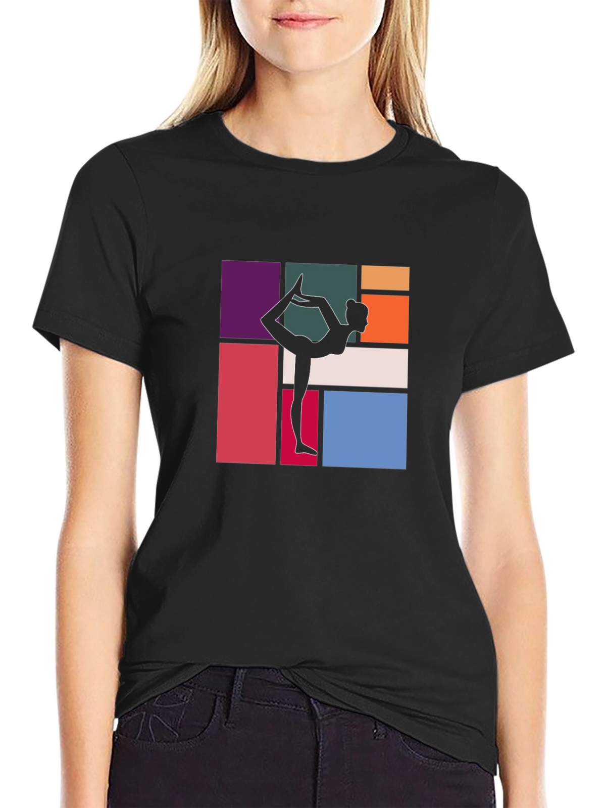 Yoga Silhouette Graphic Tee - Modern Abstract Design