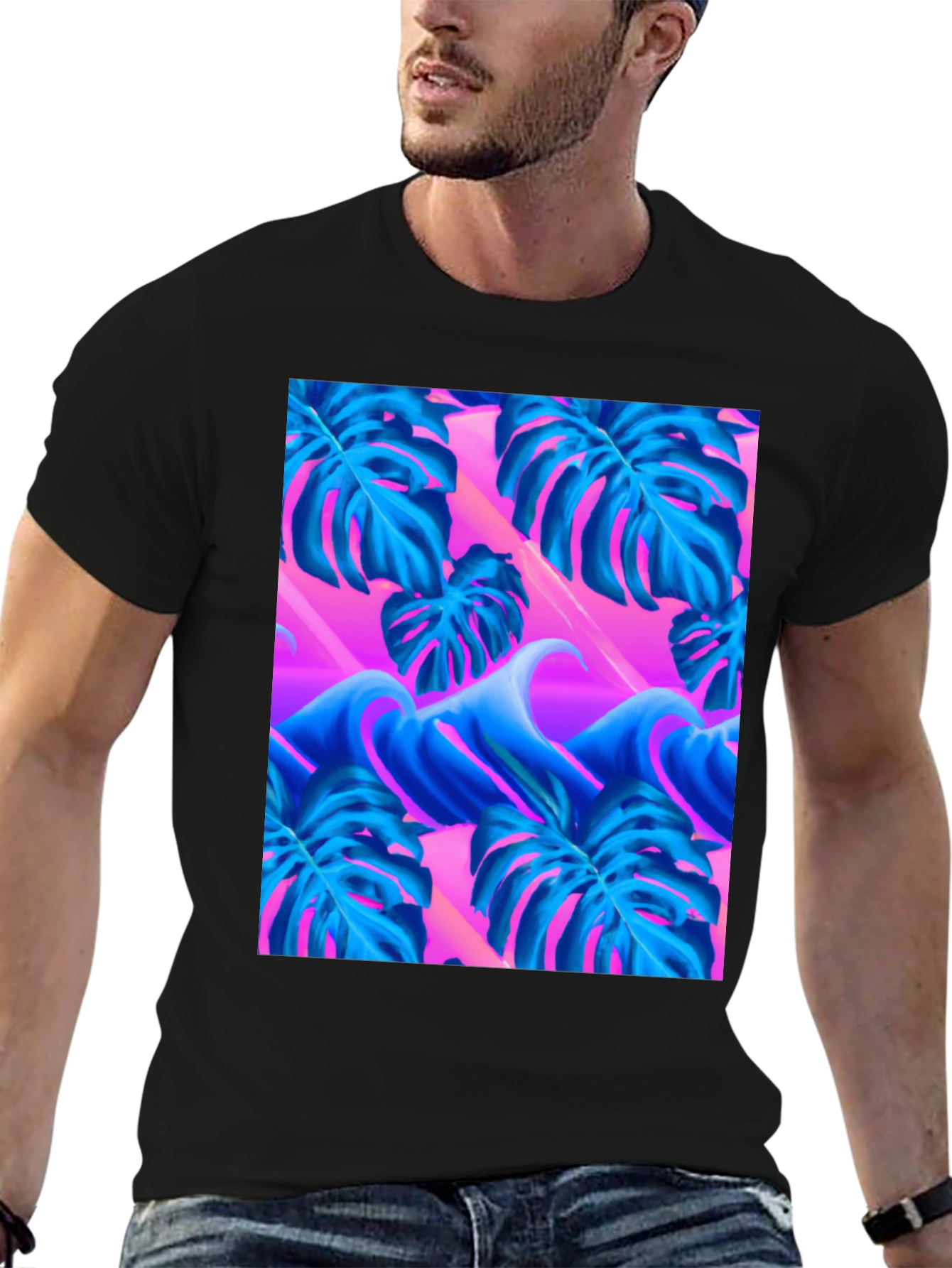 Vaporwave Monstera Leaf T-Shirt