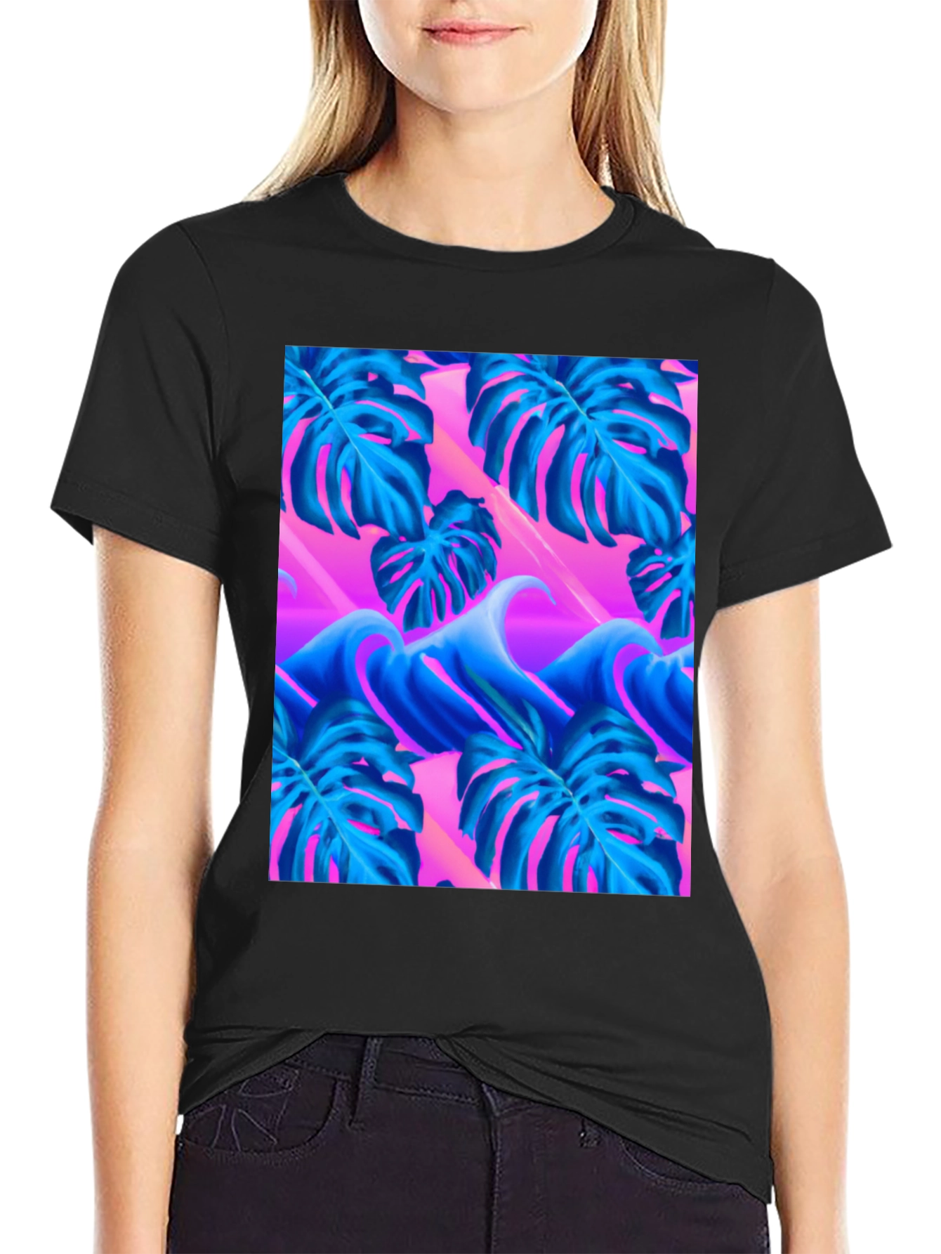 Vaporwave Monstera Leaf T-Shirt