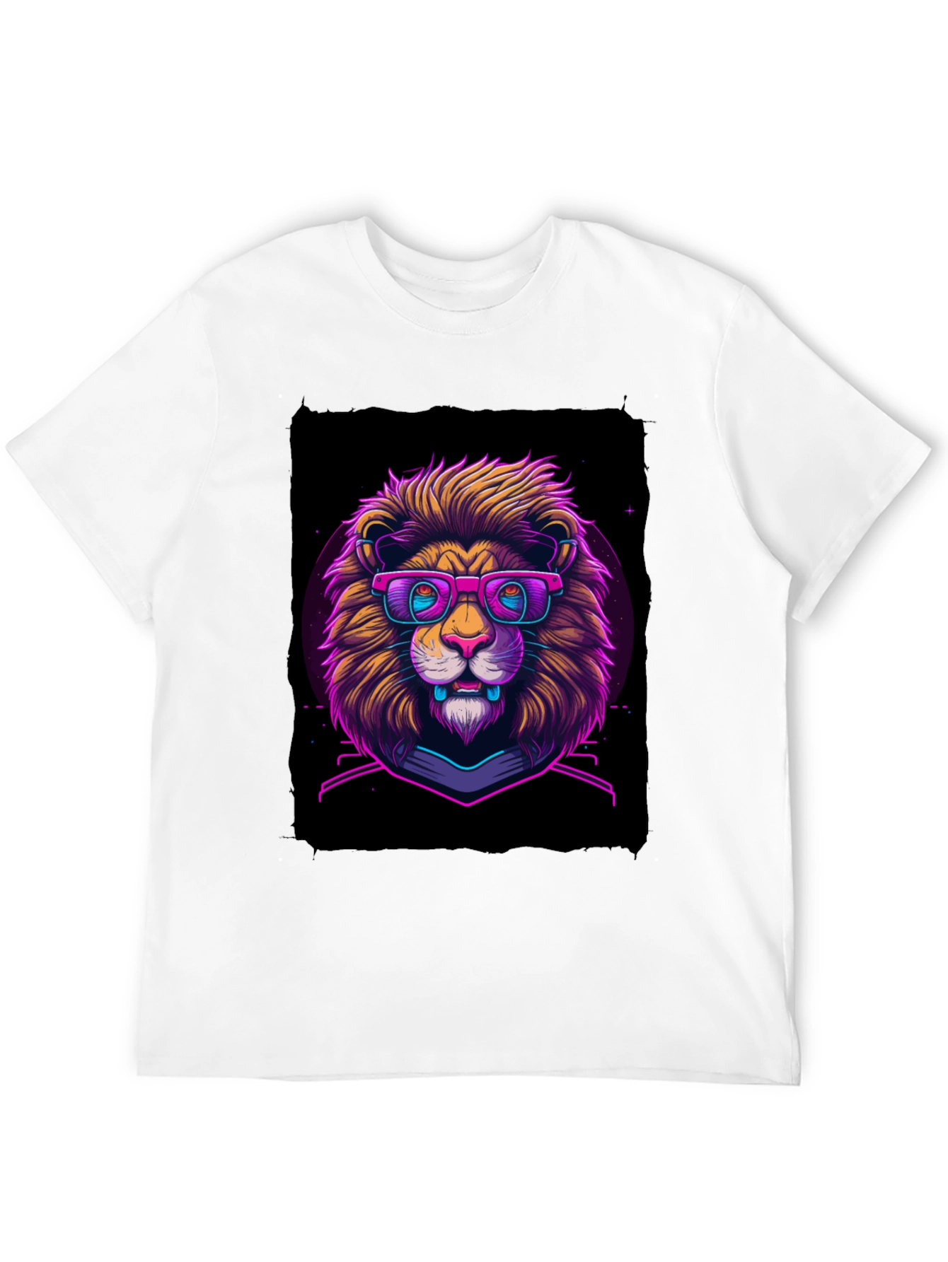 Neon Lion Graphic Tee - Cool Animal Print Shirt