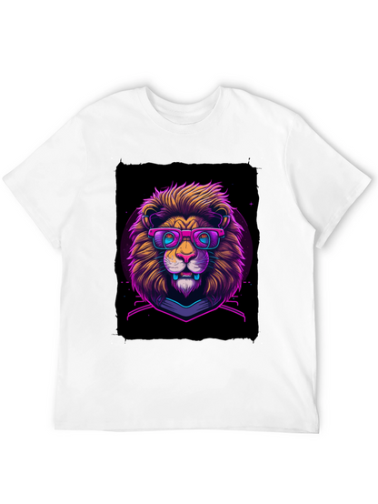 Neon Lion Graphic Tee - Cool Animal Print Shirt