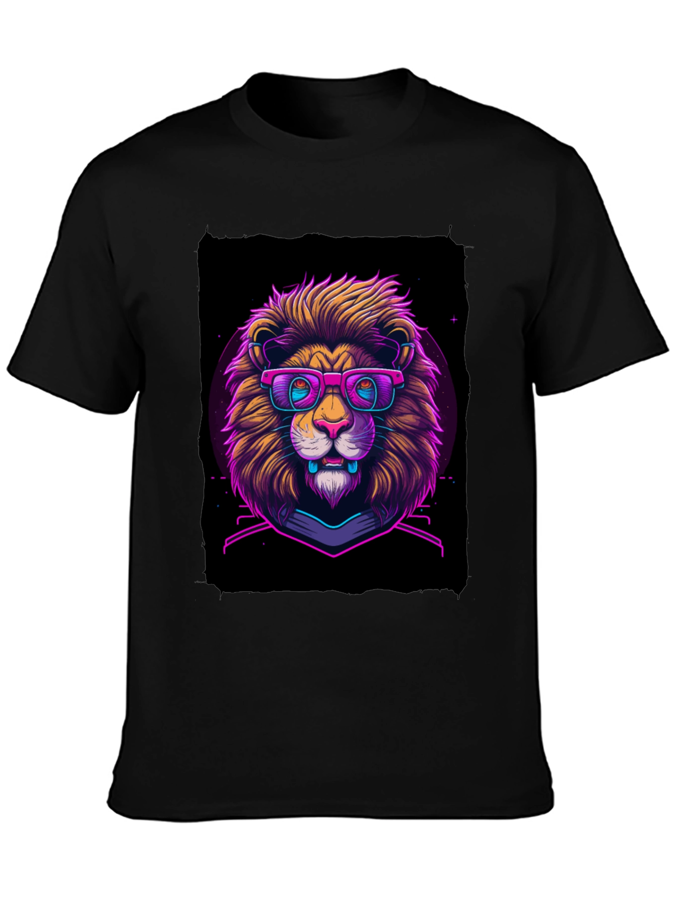 Neon Lion Graphic Tee - Cool Animal Print Shirt
