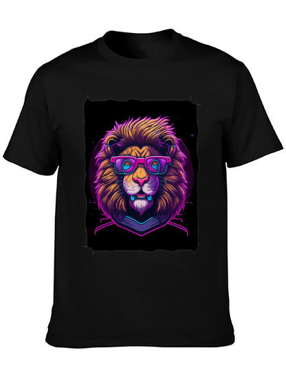 Neon Lion Graphic Tee - Cool Animal Print Shirt