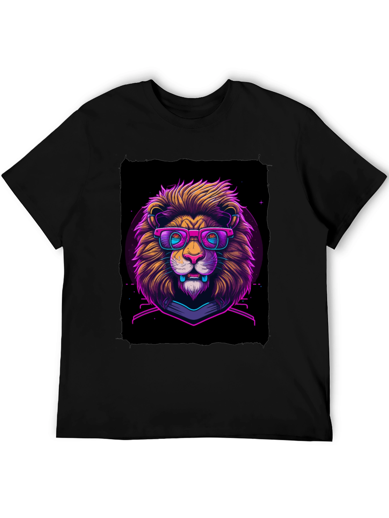 Neon Lion Graphic Tee - Cool Animal Print Shirt
