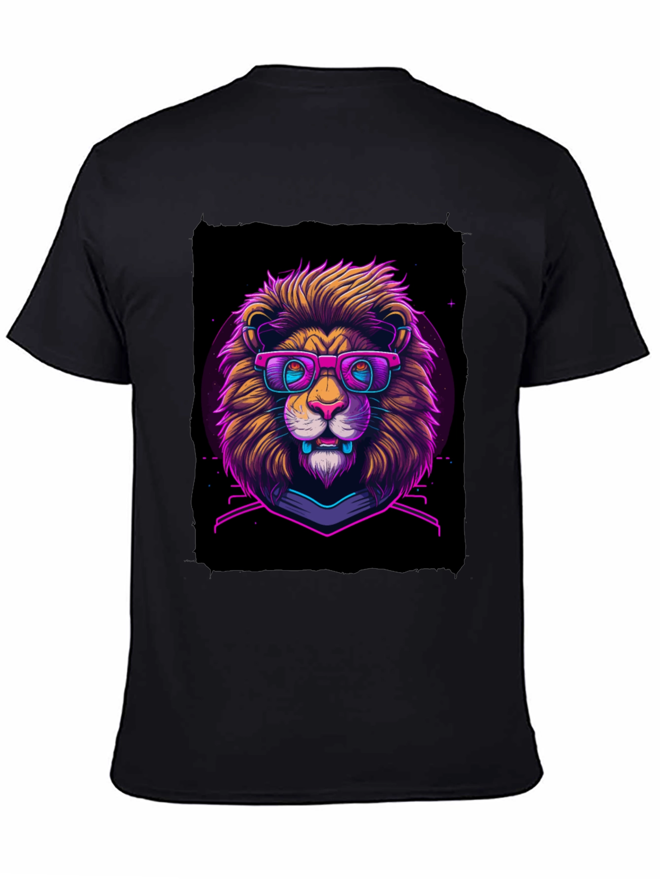 Neon Lion Graphic Tee - Cool Animal Print Shirt