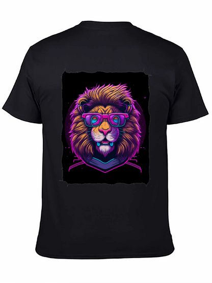 Neon Lion Graphic Tee - Cool Animal Print Shirt