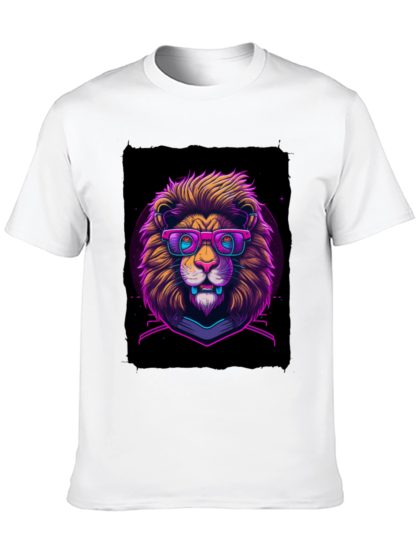 Neon Lion Graphic Tee - Cool Animal Print Shirt