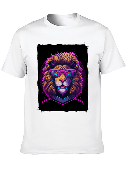 Neon Lion Graphic Tee - Cool Animal Print Shirt