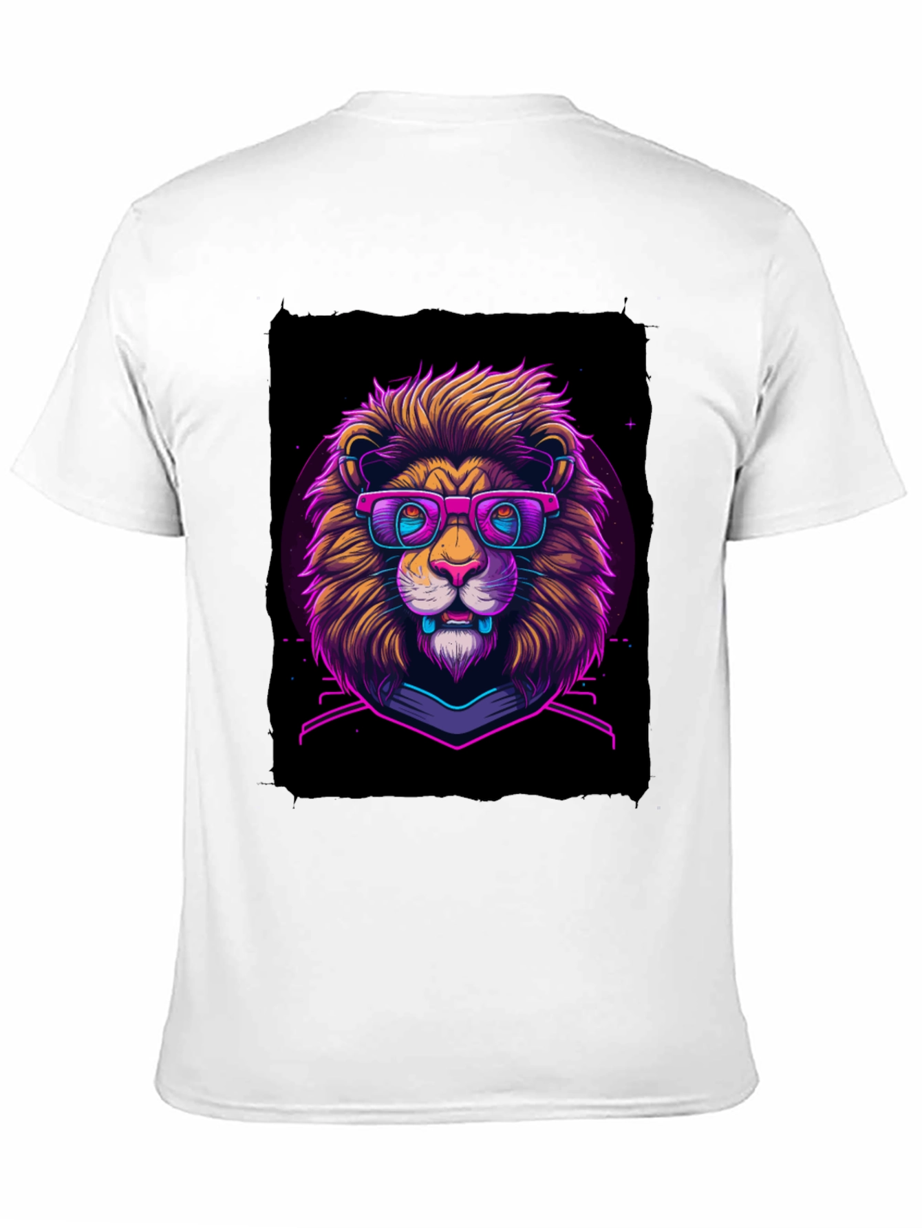 Neon Lion Graphic Tee - Cool Animal Print Shirt