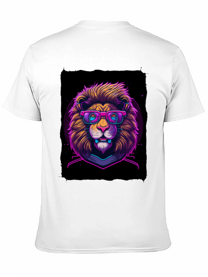Neon Lion Graphic Tee - Cool Animal Print Shirt