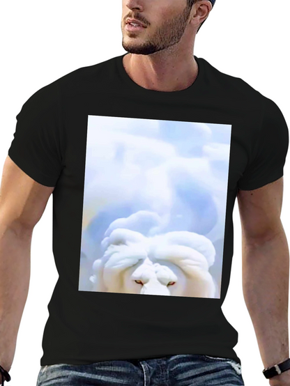 White Lion Head Graphic Black T-Shirt