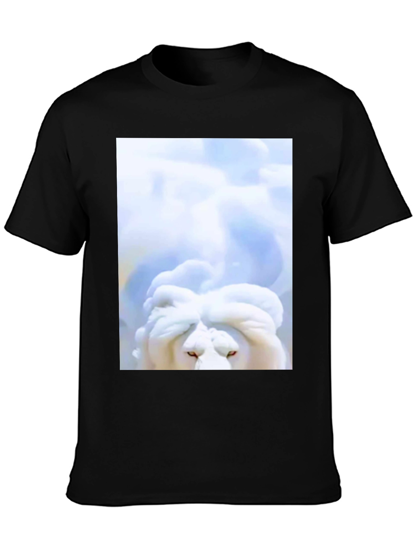 White Lion Head Graphic Black T-Shirt