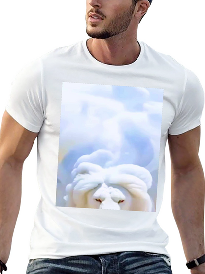 White Lion Head Graphic Black T-Shirt