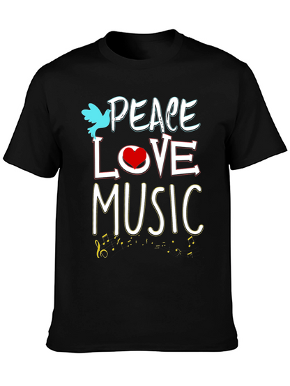 Peace Love Music Graphic Tee - Black Unisex T-Shirt