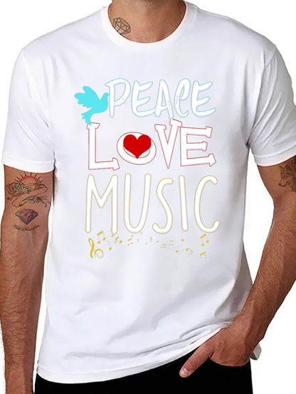 Peace Love Music Graphic Tee - Black Unisex T-Shirt