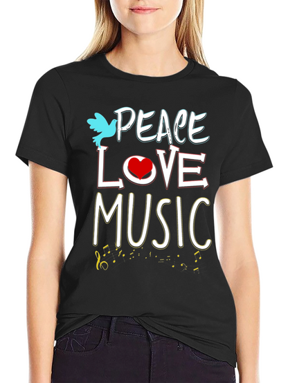 Peace Love Music Graphic Tee - Black Unisex T-Shirt
