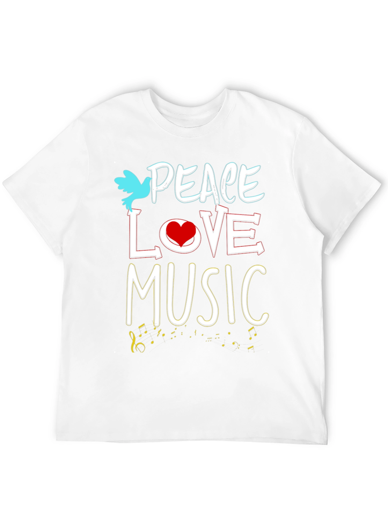Peace Love Music Graphic Tee - Black Unisex T-Shirt