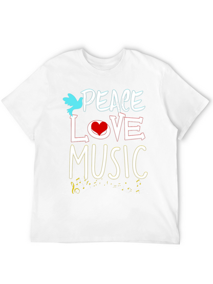 Peace Love Music Graphic Tee - Black Unisex T-Shirt