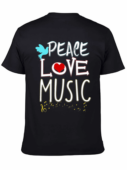 Peace Love Music Graphic Tee - Black Unisex T-Shirt