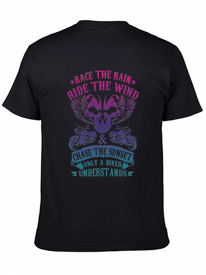 Biker T-Shirt - Race The Rain Ride The Wind