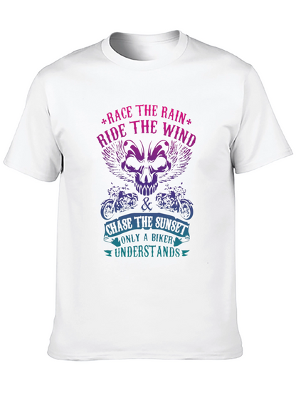 Biker T-Shirt - Race The Rain Ride The Wind